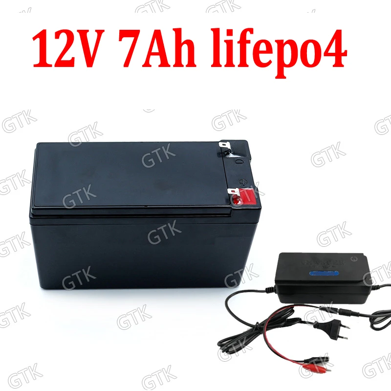 

GTK Lifepo4 12.8V 12v 7Ah battery pack BMS 4S 12.8V rechargeable lithium for Children's toy car golf trolly + 1A charger