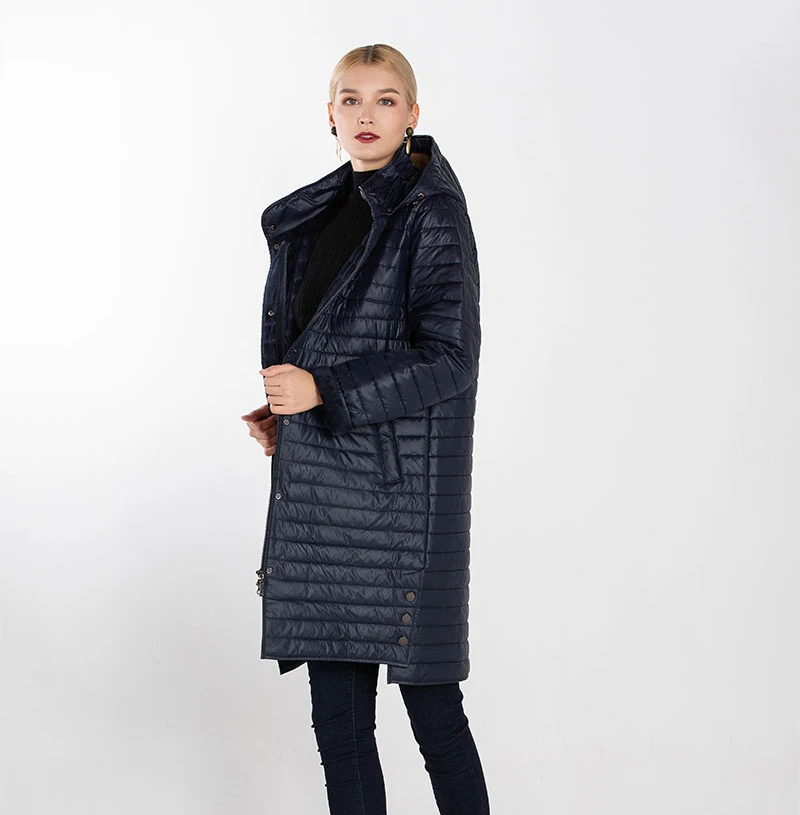 MODERN NEW SAGA Autumn Women Coat Warm Long Jacket Parka Femme Long Coat Female Quilted Coat Winter Overcoat Fleece Liner