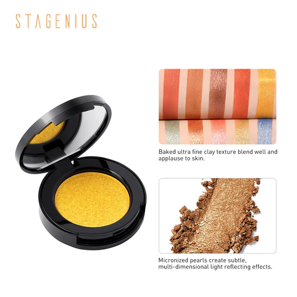 STAGENIUS 16 colors Baked Powder Monochrome Eyeshadow Palette Matte Glitter Waterproof Long-lasting Glitter Eyeshadow powder