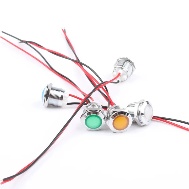 1 шт. 12 мм металлический индикатор 12V24V220V ультра-короткий светодиодный мягкий светильник водонепроницаемый индикатор питания