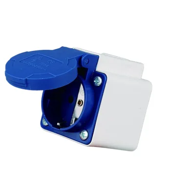 

European waterproof socket 220V 16A single-phase two-hole power socket Adaptation to EU Plug IP44 Waterproof cover power Socket