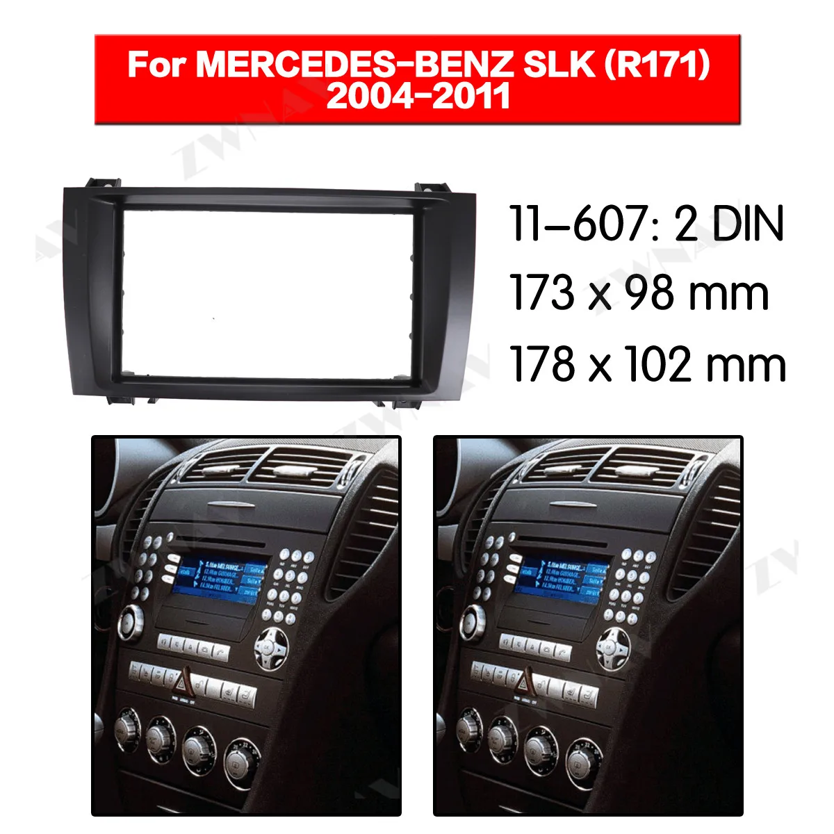 Радио Facia для BENZ SLK R171 2004-2011 2DIN кронштейн dvd-плеер фасции автомобиля стерео радио установка тире