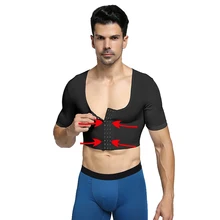 Мужской тренажер для груди, гинекомастия, бюстгальтер, сексуальная утягивающая, компрессионная, корсет с рукавом, Корректор осанки, топы, нижнее белье