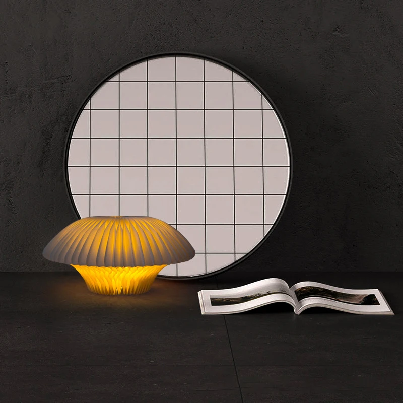 Creative Variety Paper Light White Foldable Design Remote Control Warm Color LED Night Light Gift Organ Light