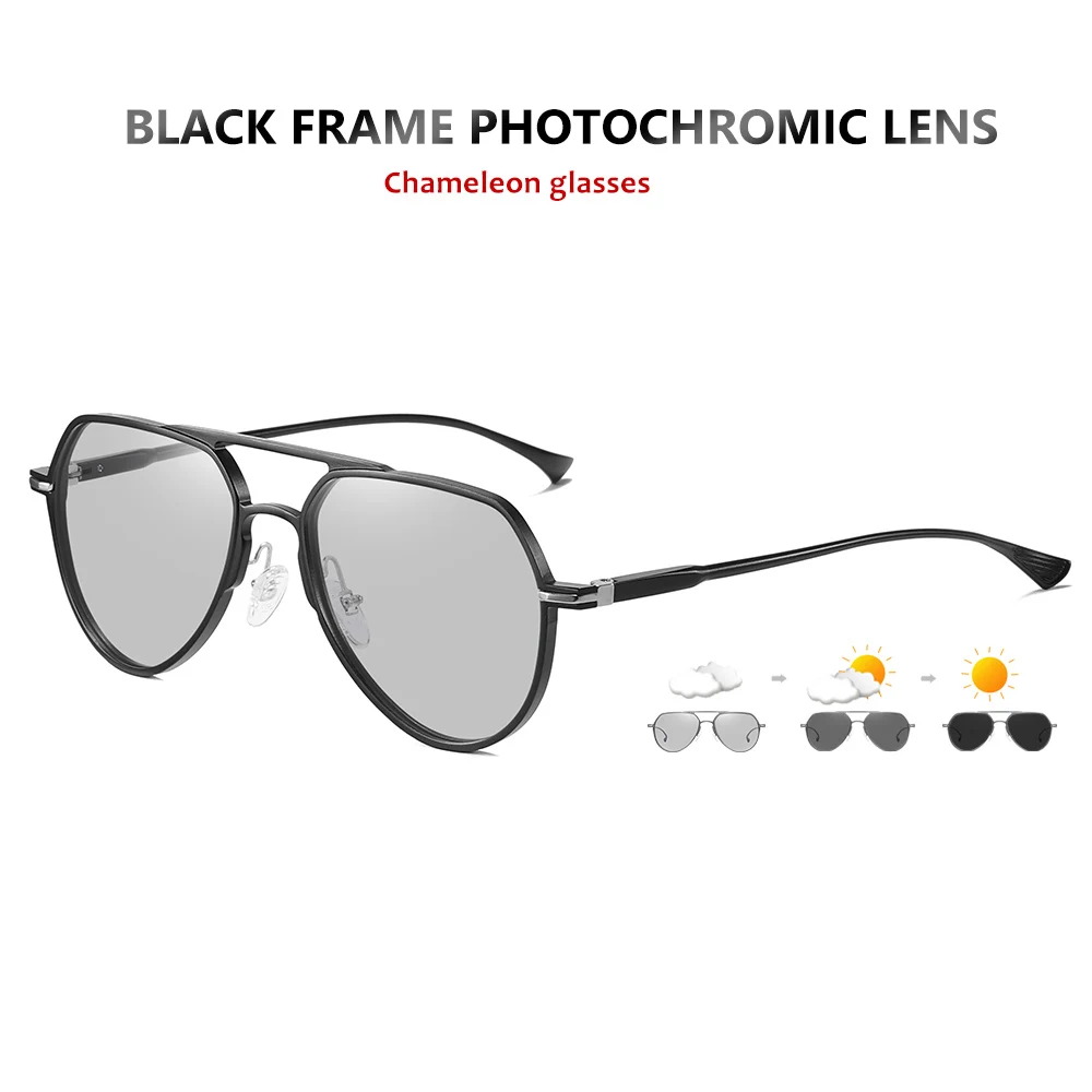 Модные дизайнерские мужские солнцезащитные очки поляризованный фотохромный День ночного видения вождения Хамелеон Солнцезащитные очки женские zonnebril heren - Цвет линз: Black Frame-Silver