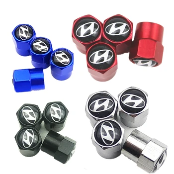 

Car styling 4PCS Metal Auto Wheel Tire Valve Stem Caps Cover For Hyundai Tucson Solaris I30 Creta Ix35 I40 IX20 Car accessories