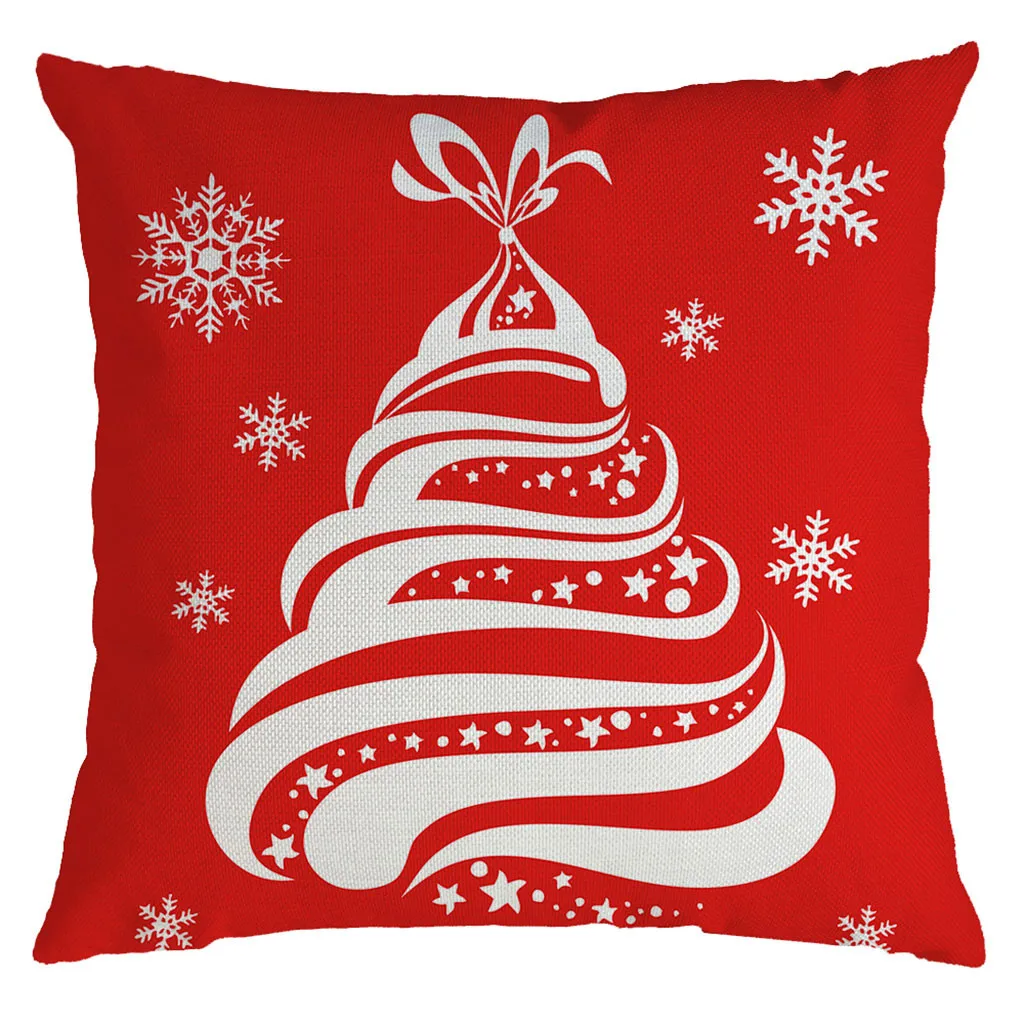 Christmas Santa Claus Cushion Cover 45X45CM Red Tree Printed Polyester Decorative Pillows Sofa Home Decor Pillowcase | Дом и сад