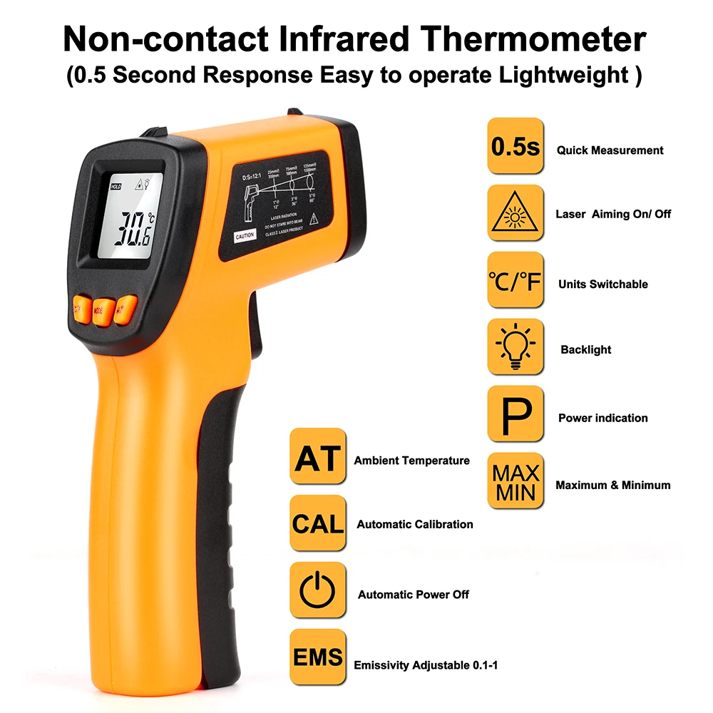 RZ Non-Contact Digital Infrared Thermometer Laser Temperature Gun