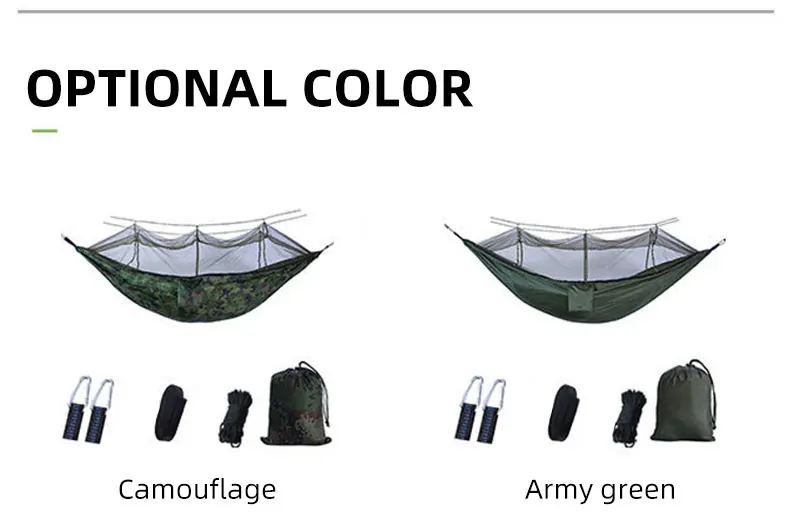 Description Picture 3 of itemCamping Outdoor Hammock With Mosquito Net Outdoor Furniture 1-2 Person Trength Parachute Hanging Bed Hiking Sleep Mat For Travel