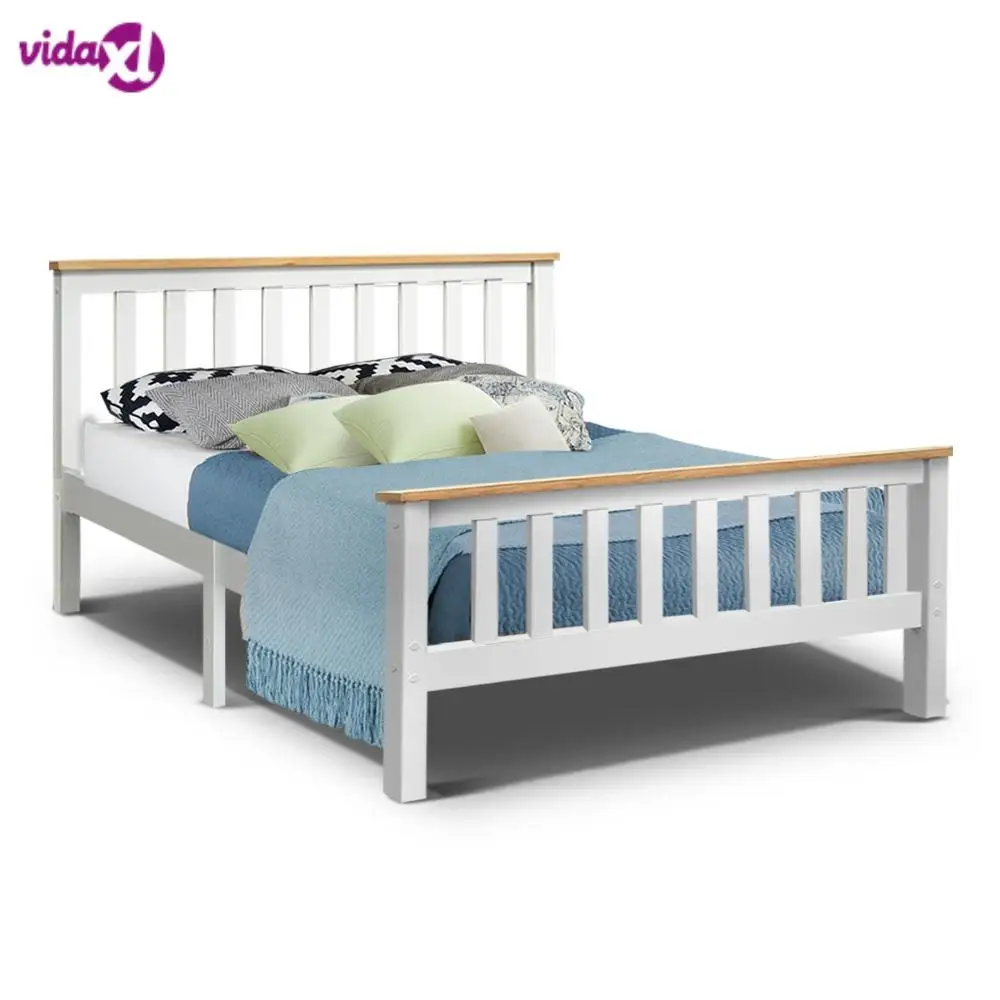 

200 X 147cm Artiss Double Full Size Wooden Bed Frame PONY Timber Mattress Base Bedroom Kids Stylish Bed White A2