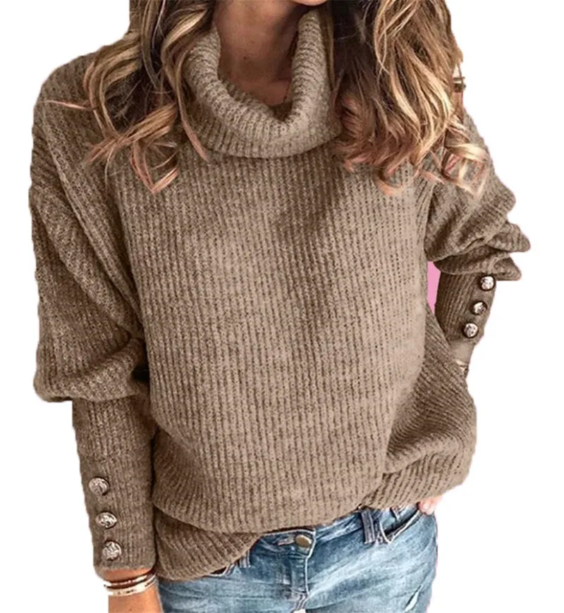 

Autumn Winter Sweater Puls Size Women Knitted Turtleneck Sweater Casual Soft Fashion Femme Elasticity Long Pullovers Outerwear