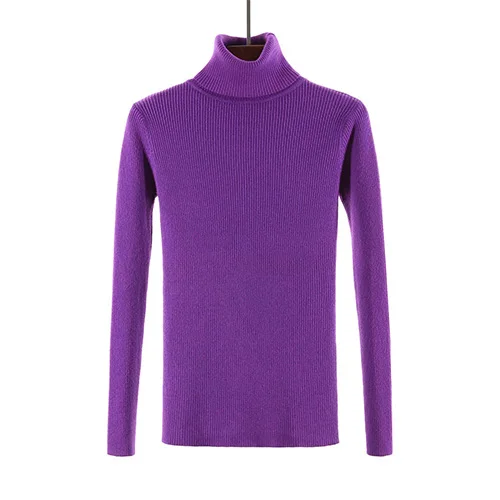 dark purple Женский вязаный свитер SURMIITRO, водолазка, красные цвета джемпер с длинным рукавом для женщин осень зима - Цвет: dark purple