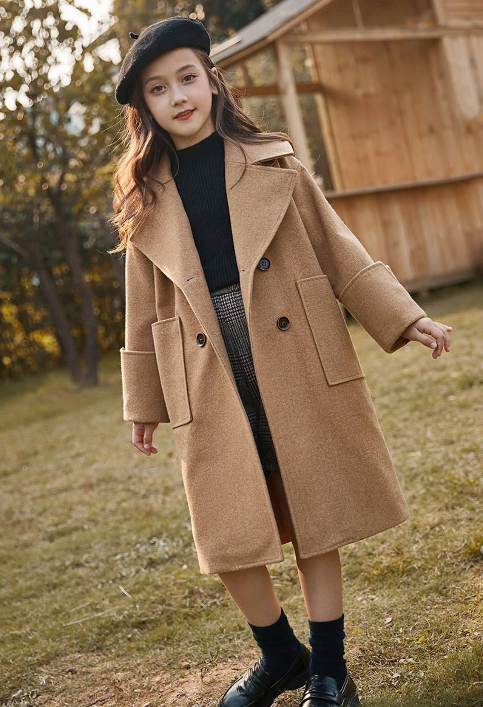 Abrigo niña, ropa de otoño e invierno, chaquetas largas para niños de 4 a 12 años, abrigo para niña, moda de Color sólido, 2020|Chaquetas y abrigos| -