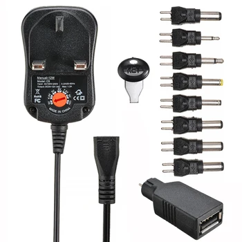 

Adjustable AC to DC 3V 4.5V 5V 6V 7.5V 9V 12V Multi Voltage Power Supply Adapter With 8Pcs Jack