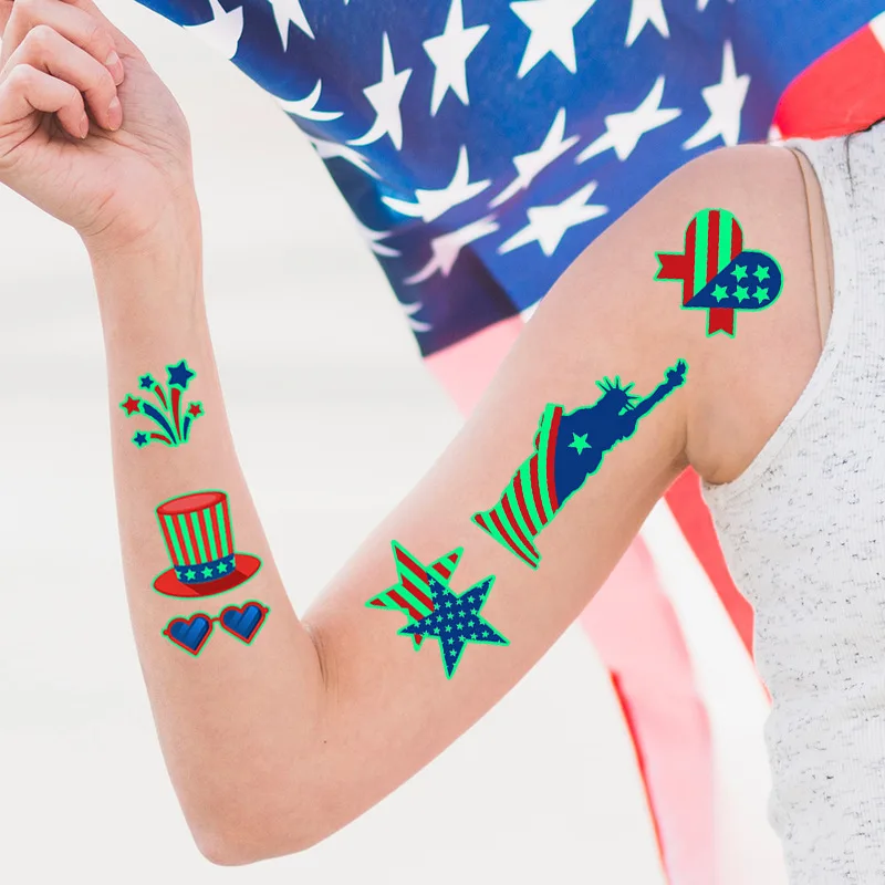 10pcs USA Tattoo Stickers Waterproof Independence American Day Liberty  Festival | eBay