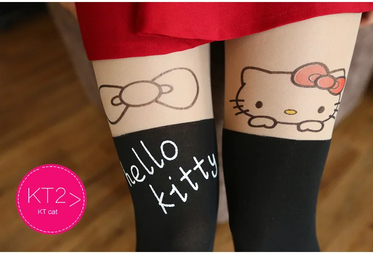 Лолита колготки с высокой талией модные колготки, трусы Hose hello kitty сексуальные колготки Kawaii японские