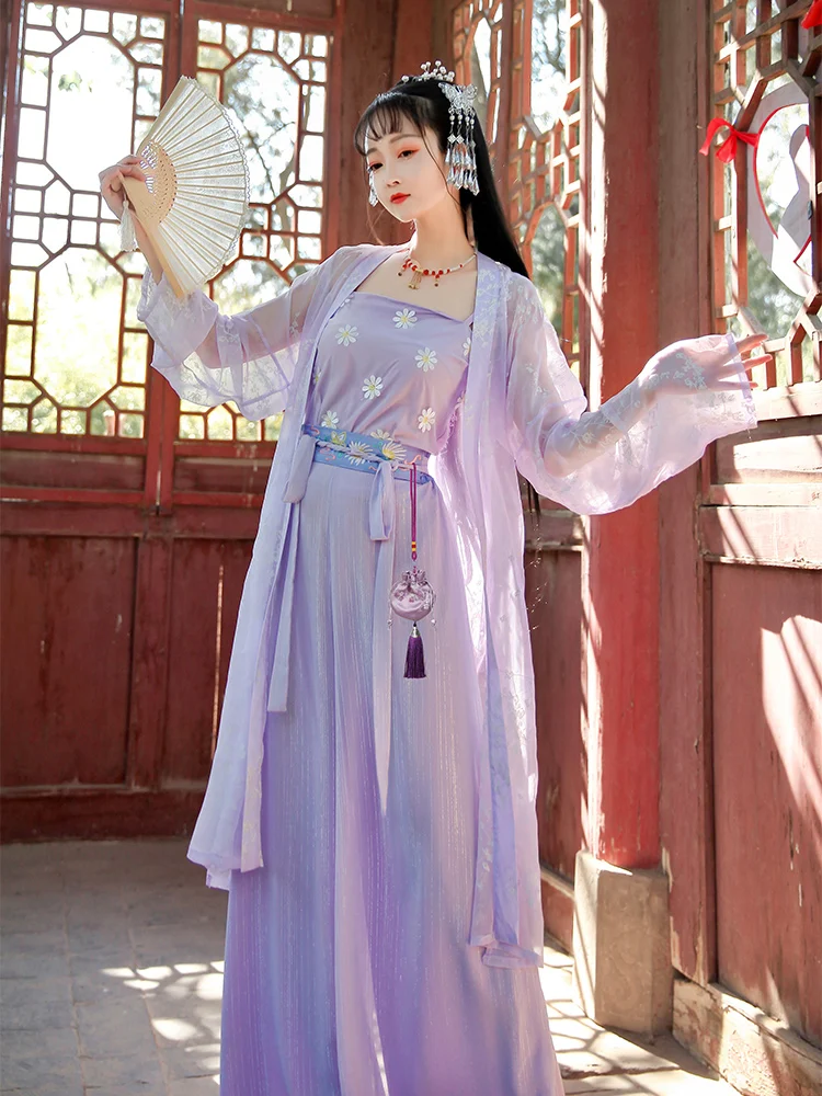 Женский Традиционный китайский костюм hanfu классический танцевальный сценический из трех предметов с юбкой