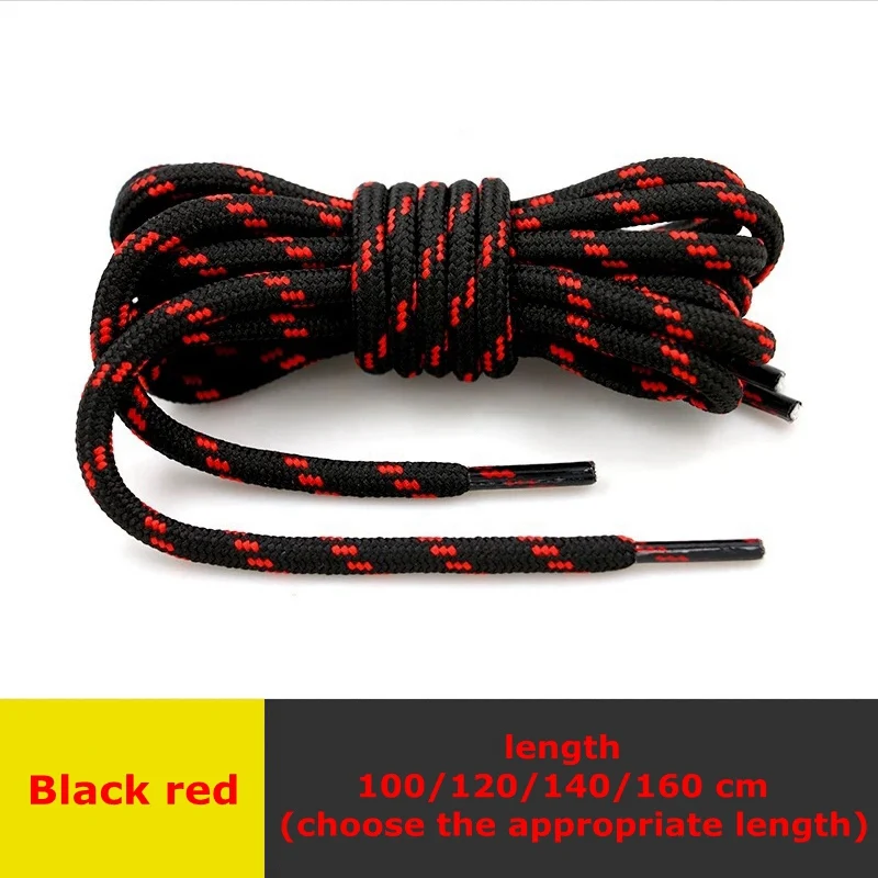 Black red 1 пара круглые шнурки Уличная обувь для прогулок на шнурках детская однотонная обувь для взрослых кружевные кроссовки унисекс для отдыха 19 цветов - Цвет: Black red