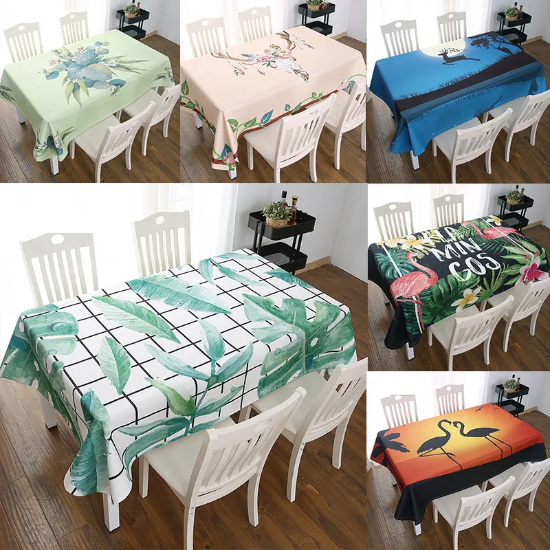 

nordic leaf prints table cloth oil proof and waterproof non-empty rectangular tablecloth on the table decorations for home DW124