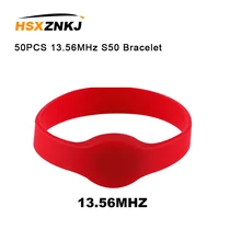 50 шт. 13,56 МГц S50 IC RFID считывающий Браслет RFID ключ жетон много цветов браслет на выбор брелок метка контроль доступа