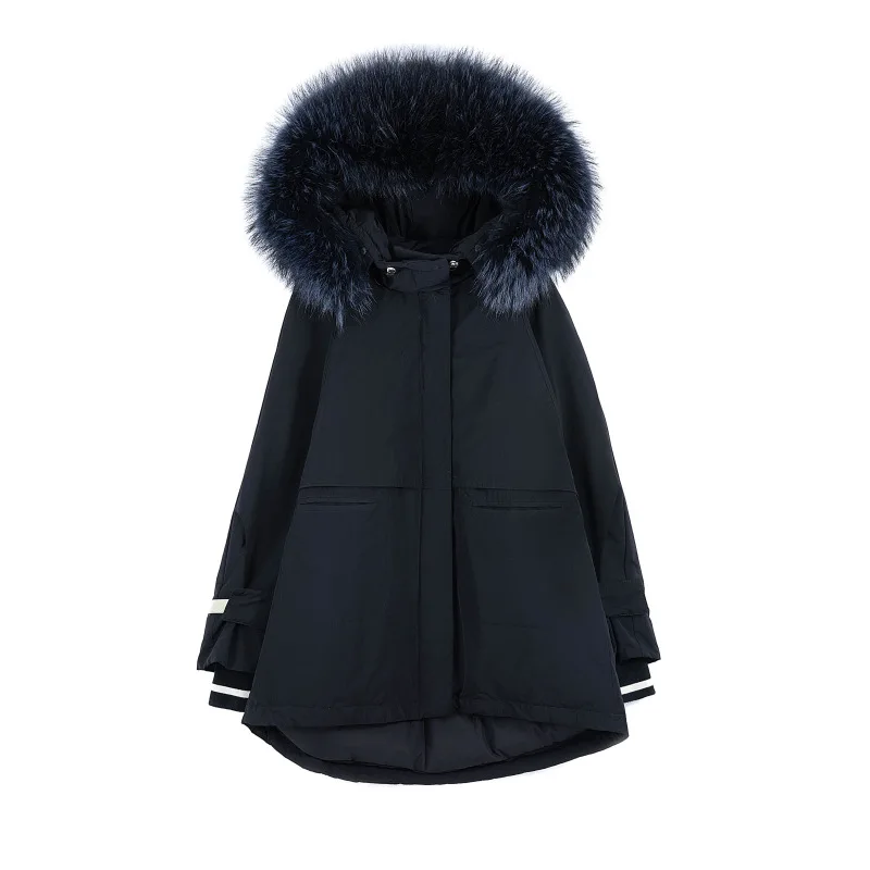 black TopFurMall) Европейский Для женщин мужские парки пуховое пальто куртки Толстовка с мехом енота, зимние женские плащ-накидка; Верхняя одежда; пальто LF9170 - Цвет: black