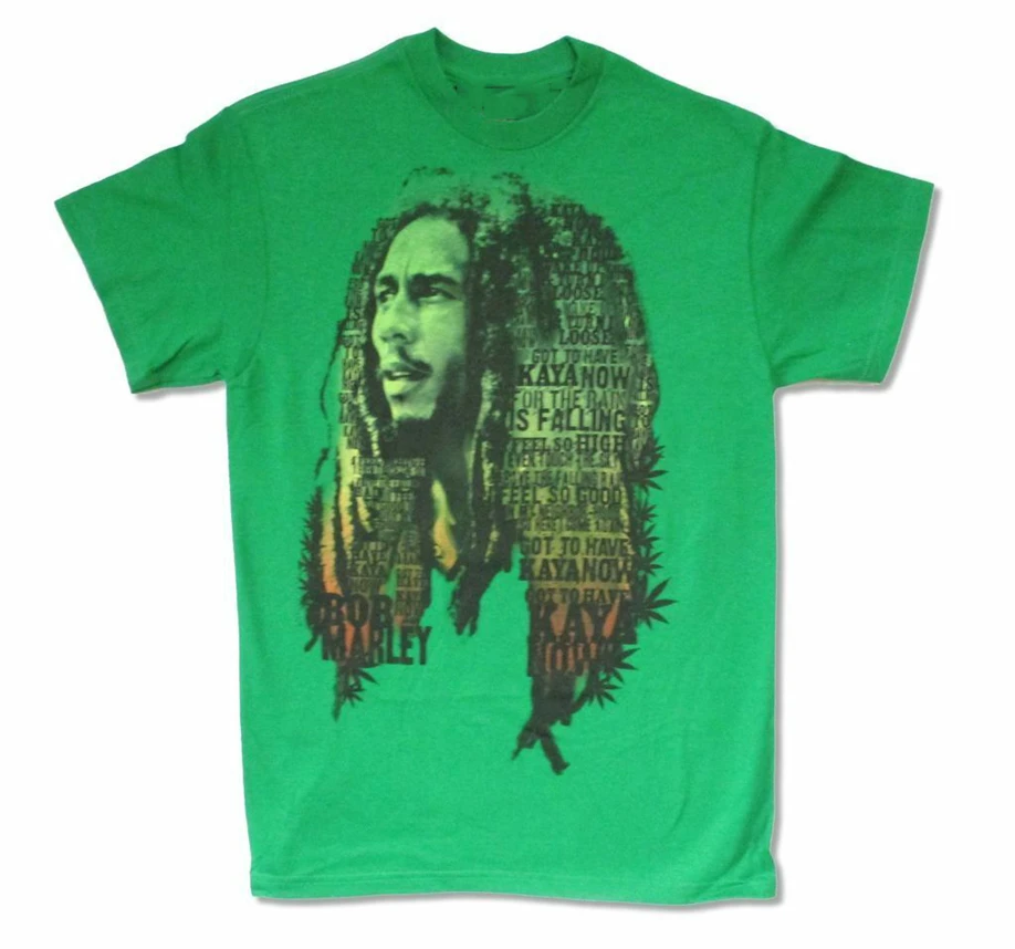 Bob Marley Kaya Now мужская зеленая футболка новый лист волос раста Регги Музыка модная