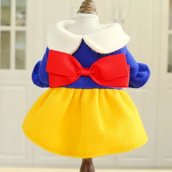 

Pet dog, cat, autumn and winter new two color ball bow cloth dress teddy bear