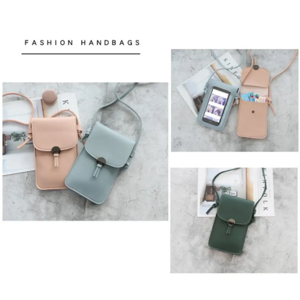 Transparent Touch Screen Retro Simple Mobile Phone Bag 2021 Women PU Chain Messenger Bags Small Flap Bag Mini Shoulder Bag