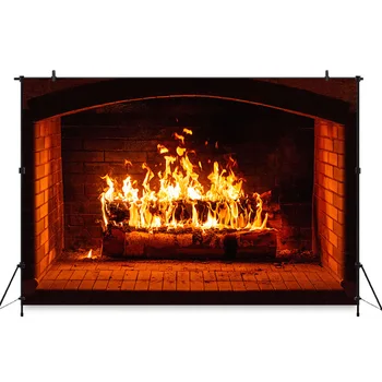 

Fireplace Background For Photography Christmas Family Party Warm Fire Scene Backdrop For Photo Booth Fire Backgrounds