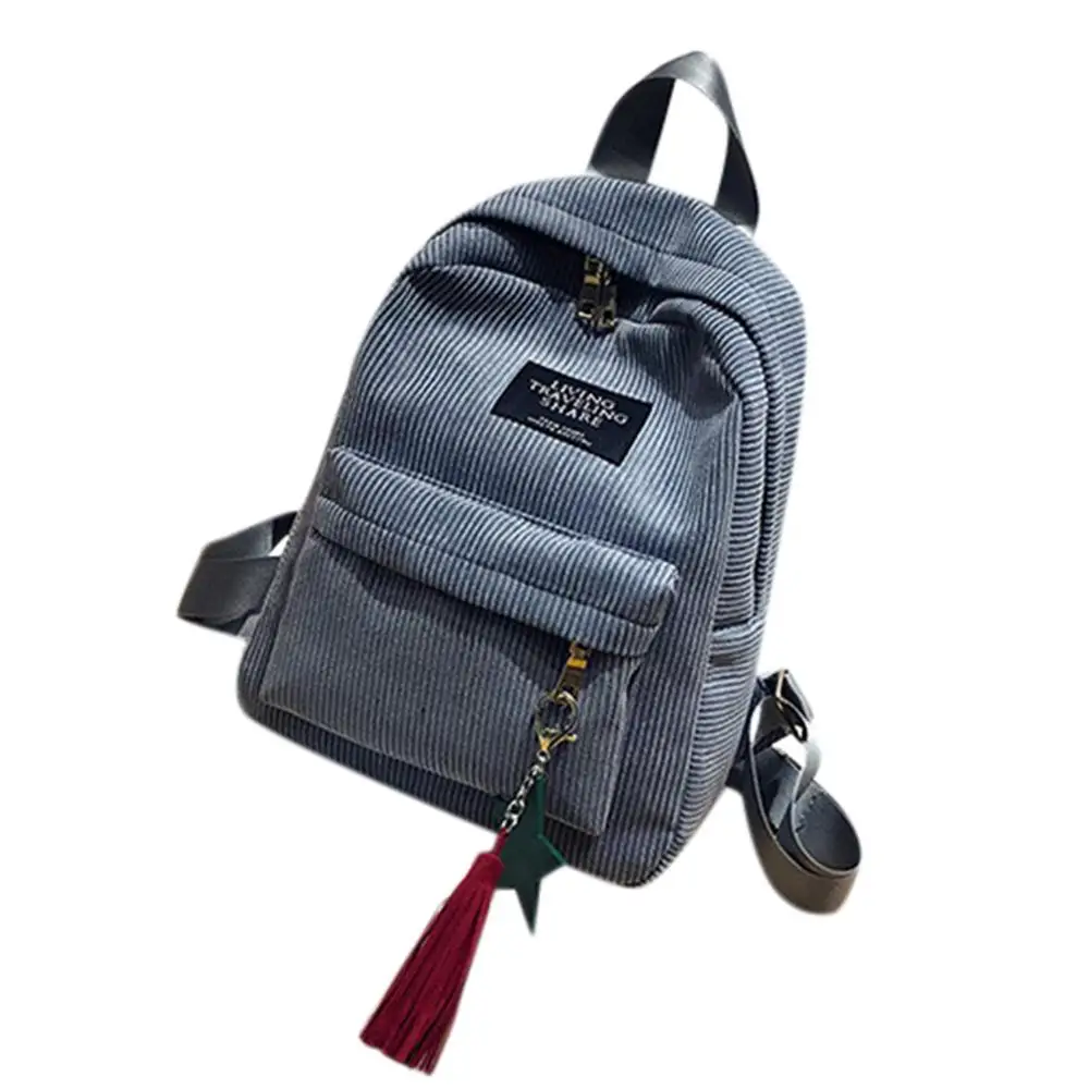 Модный мини вельветовый рюкзак, повседневная женская сумка, студенческий стиль, чистый цвет, на плечо, школьная сумка, рюкзаки для путешествий, mochila lona - Цвет: Gray