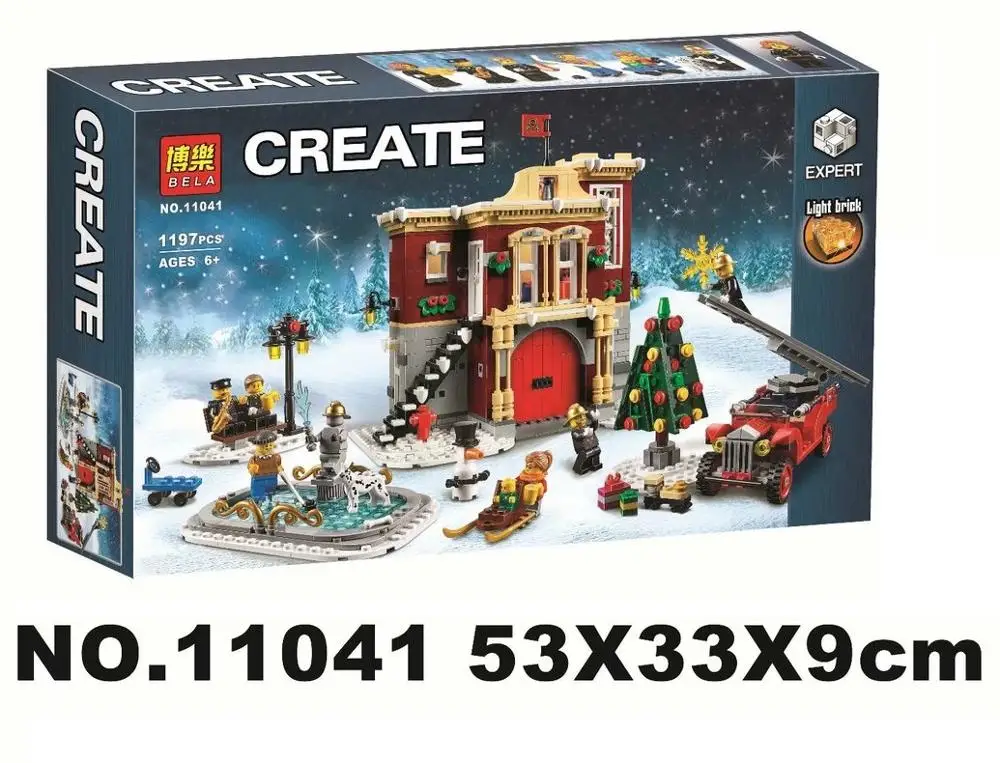 

11041 1197pcs winter christmas tree bela building blocks with light 6 figures 10263 Bricks Toy