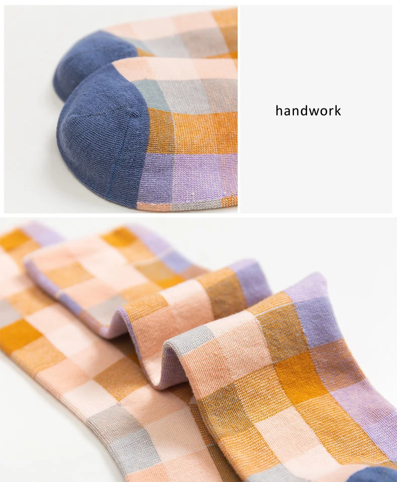 WHLYZ YW 5 pairs/lot Women short socks New Fashion Designe Square colorful Combed Cotton Happy Wedding funny socks hip hop