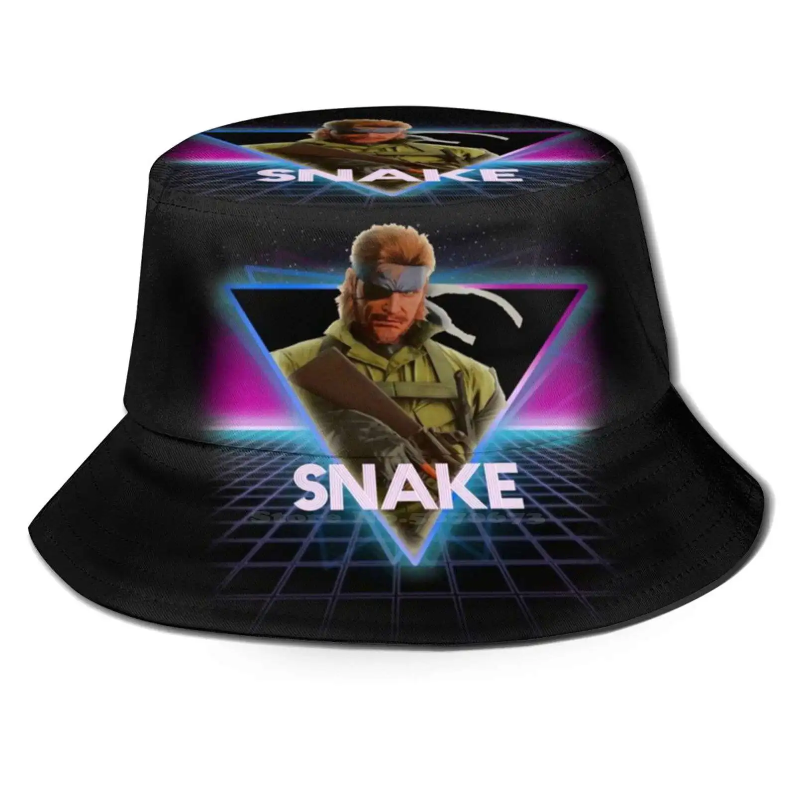 Metal Gear Solid Snake Retro 80S Neon Landscape Coreano Ladies Outdoor Sun Hat Bucket Cap Mgsv The Phantom Pain Kojima Big Mgs