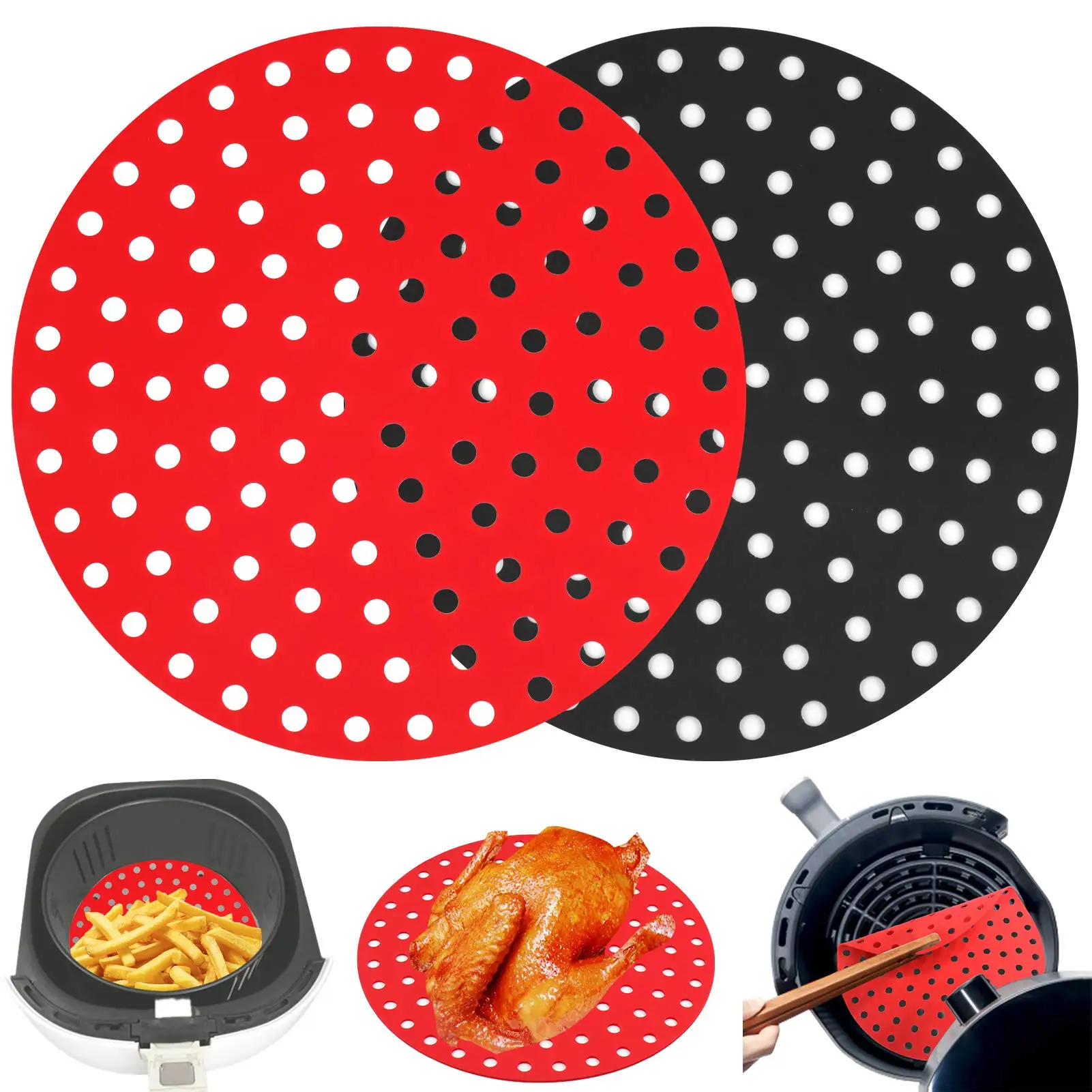 Air Fryer Liner Airfryer Pad Safety Silicone Non stick Steamer Cooking