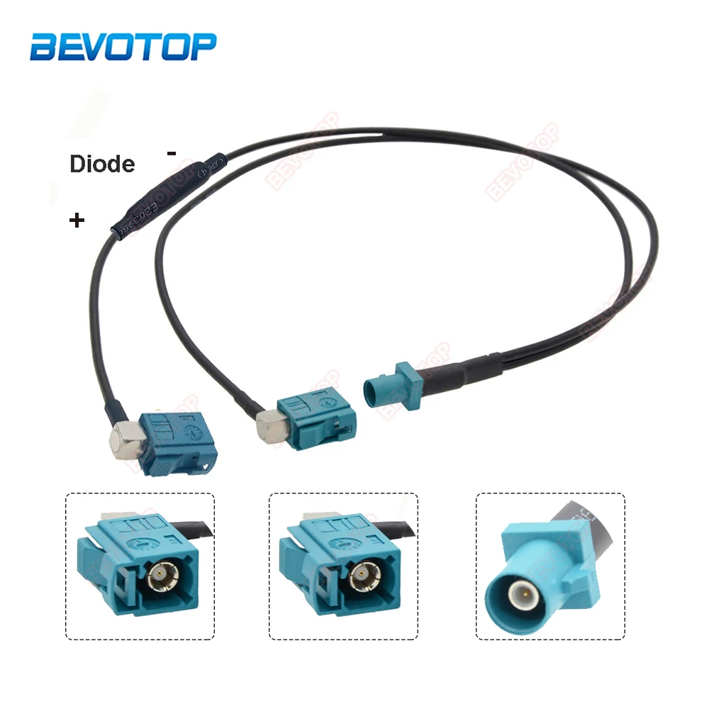 Cabo de Extensão Antena Gps do Carro Fakra z Macho para Dual Ângulo Direito tipo y Cabo Splitter com Diodo Pigtail Rg174 Dual