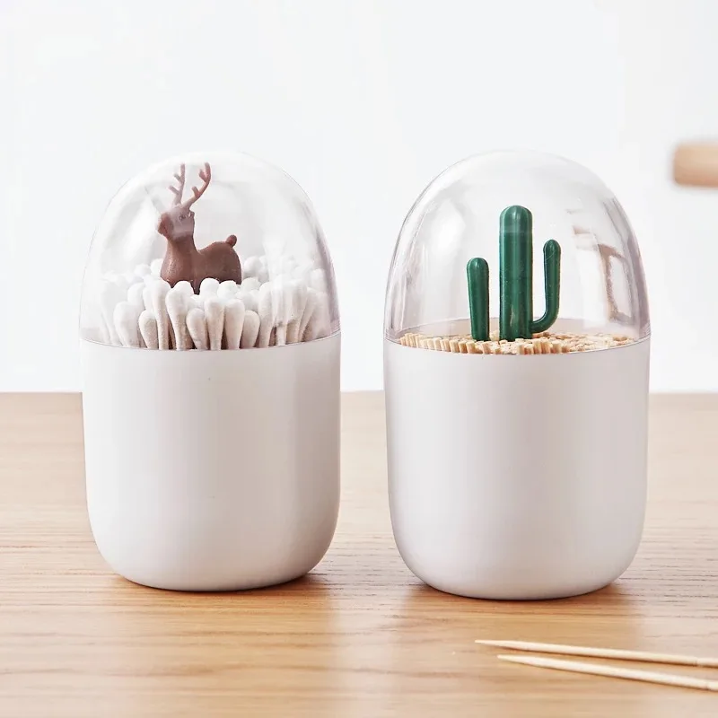 

Toothpick Box Cotton Swab Box Toothpick Dispenser Living Room Table Accessories Home Organizer Deer Christmas Tree Rabbit Cactus