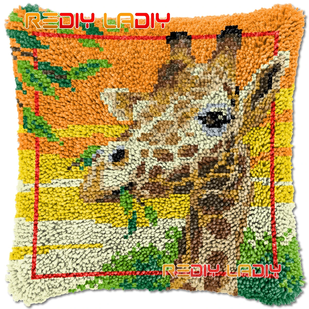 Latch Hook Cushion Sunset Giraffe Diy Needlepoint Kits Chunky Acrylic