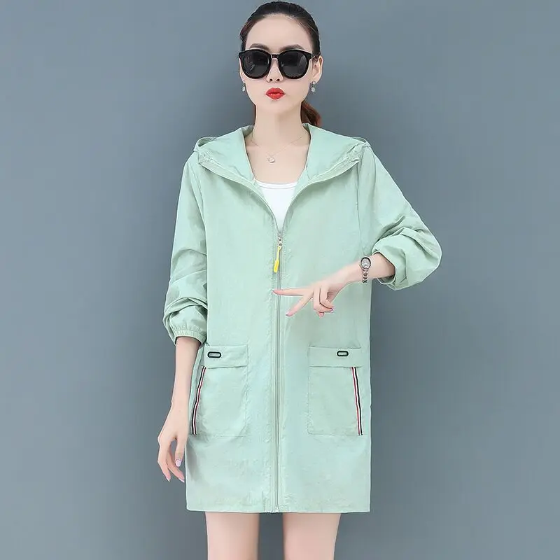 New Women Jacket Summer Sun Protection Clothing Tops Lady Outdoor Breathable Sunscreen Shirt Female Plus Size Loose Thin Coat