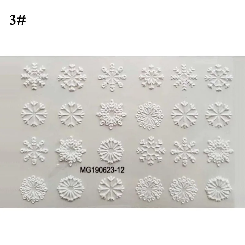 03 1 лист 3D акриловые гравированные часы стикер для ногтей рельефный 3D Снежинка Дизайн переводная вода ногти искусство наклейки украшения животное - Цвет: 03