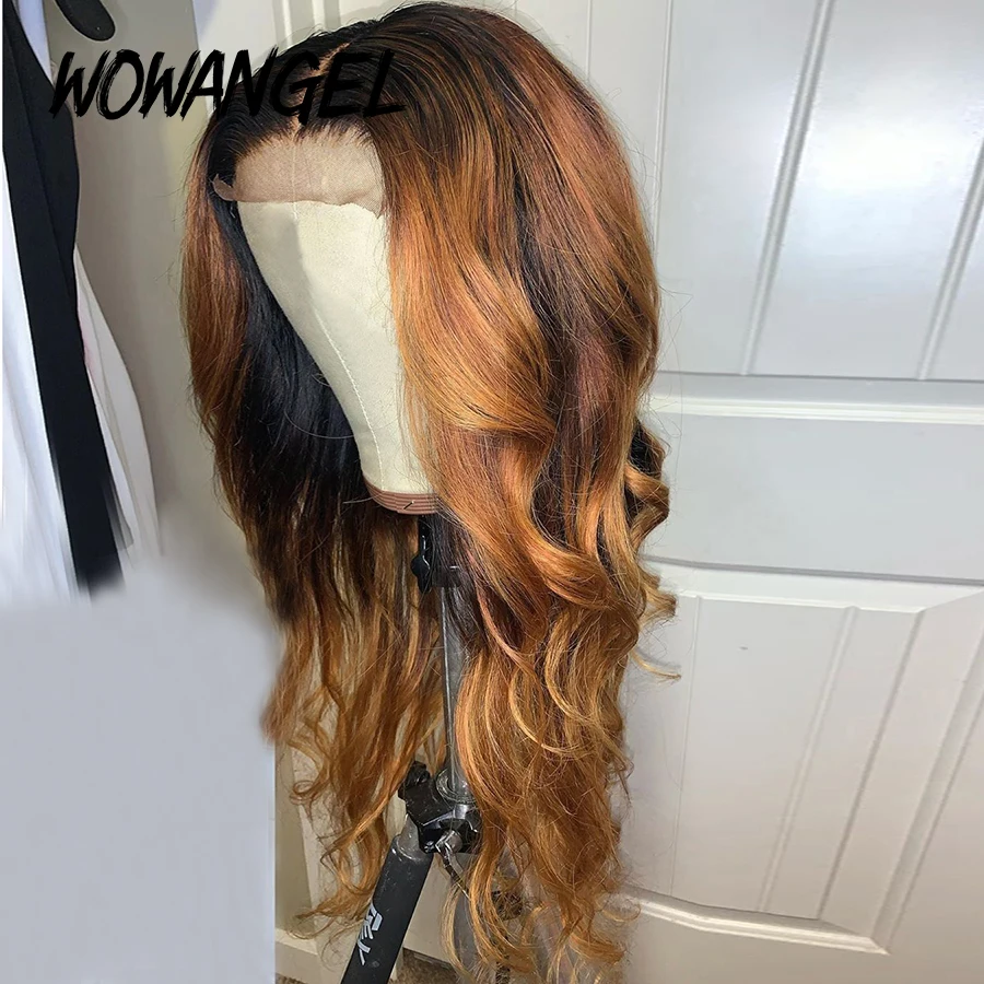 

Ombre Honey Blonde Colored 360 Lace Front Human Hair Wigs Body Wave Lace Frontal Wig Remy Pre Plucked Hairline With Baby Hair