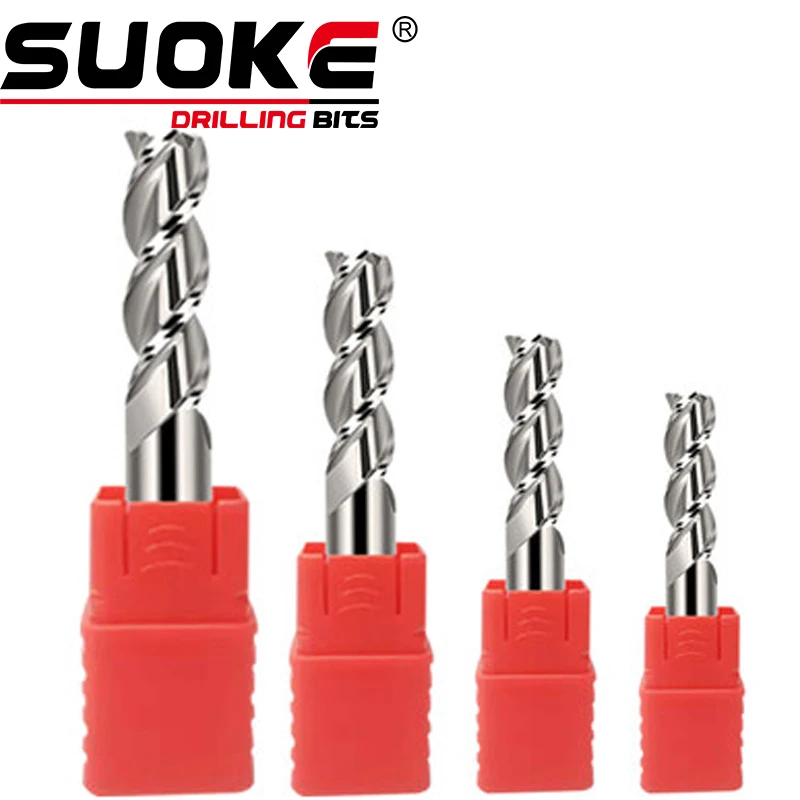 

3 Flutes Cutting Aluminium wood Copper Processing CNC Router Tungsten Steel Sprial Router Bit Milling Cutter Carbide End Mill