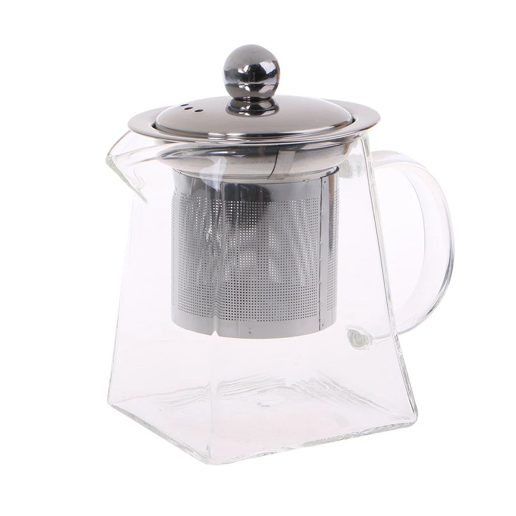 Термостойкий стеклянный чайник с ситечком из нержавеющей стали, фильтр для заварки, набор чайников, 350 мл, прозрачный для микроволновой печи посудомоечной машины, безопасный