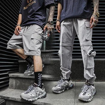 

Wholesale 2020 Spring summer hip hop men's casual tactical pants sweatpants overalls loose beam detachable streetwear trousers
