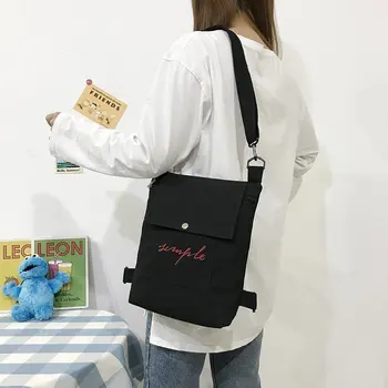 

2020 New Fashion Shoulder Bag Women's Simple Student Backpack Casual Canvas Bag Can Also Be Shoulder Diagonal Black And White