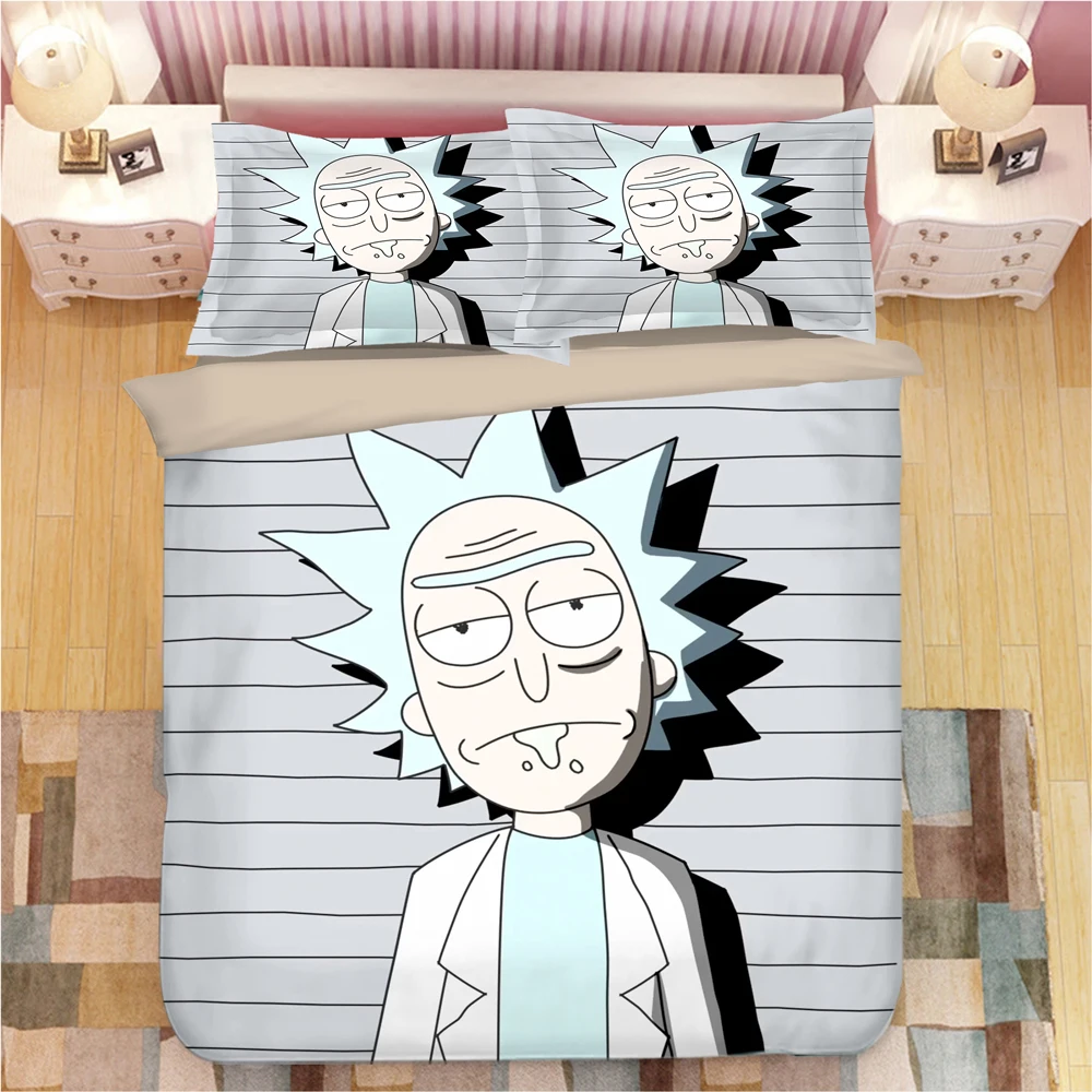 Rick and Morty 3D Bedding Set Duvet Covers Pillowcases Rick Sanchez Adult Animation Comforter Bedding Sets Bedclothes Bed Linen