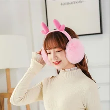 Зимние рождественские женские наушники с лосем, складные теплые плюшевые простые наушники с оленем для девочек, подарки