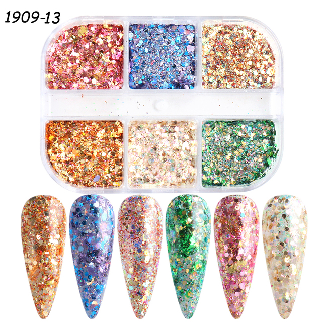 Snowflake Flake Nail Art Glitter Holographic Laser Reflective Sequins Pink White DIY Winter Decor Slice Manicure LE1909-27