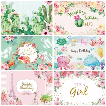 

Laeacco Photography Backgrounds For Photography Cactus Watercolor Wallpaper Party Decor Photographic Backdrop For Photo Studio
