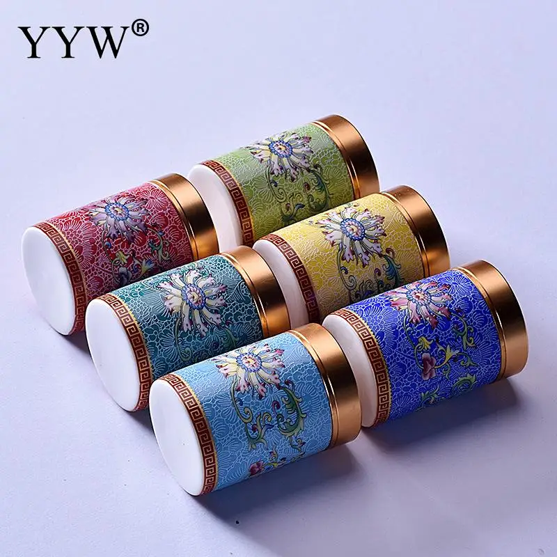 

75/155ml Small Tea Box Ceramic Canister Bottle With Cap Kitchen Canister Snack Sugar Tea Storage Container Jar Tea Caddies Tin