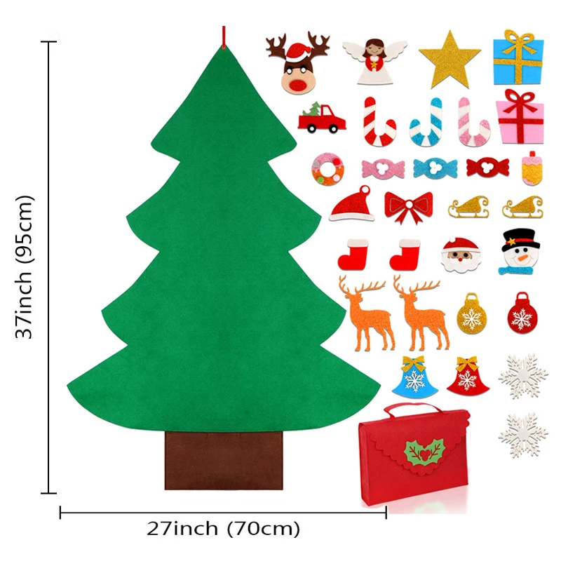 Upgrade DIY Tree OurWarm DIY войлочная Рождественская елка с мешочком, блестящие украшения, новогодние подарки, детские игрушки, искусственное дерево, настенный Рождественский Декор - Цвет: Upgrade DIY Tree